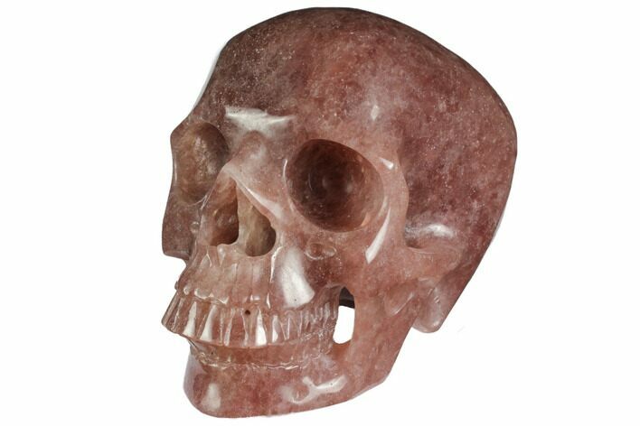 Realistic, Carved Strawberry Quartz Crystal Skull #150856